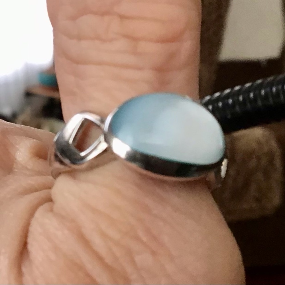 JTV Silver Ring with Light Blue Mother of Pearl